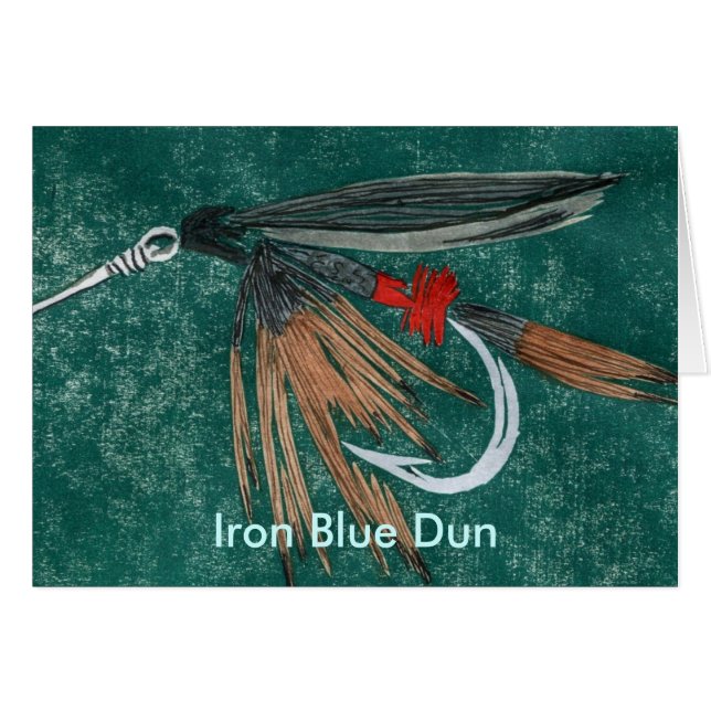 Carte classique de vol de truite "Iron Blue Dun" (Devant horizontal)