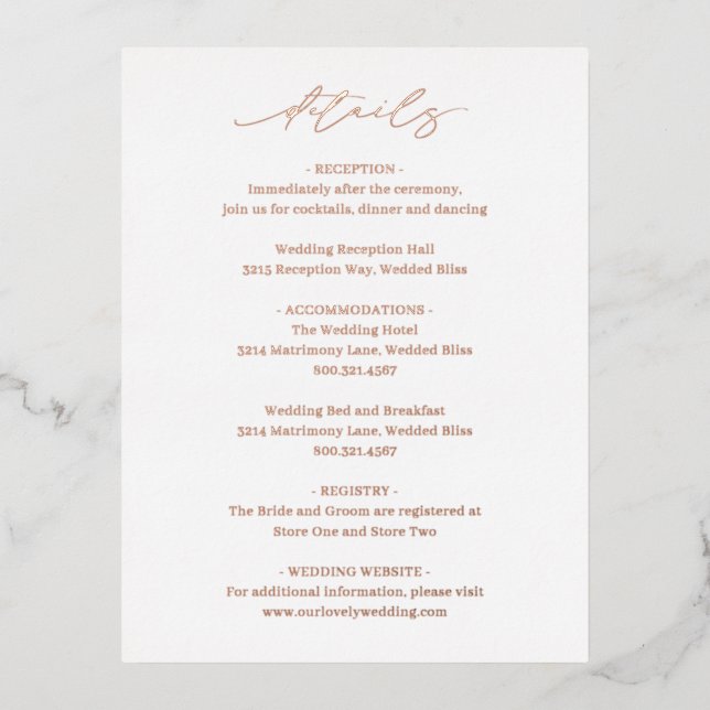 Carte classique élégante de clôture de mariage (Recto)