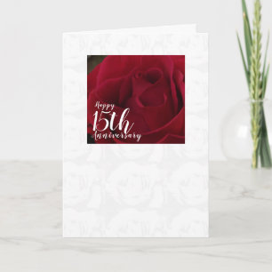 Carte classique Rose rouge 15e anniversaire Mariag