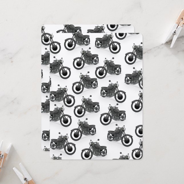 Carte classique vieux motif moto (Devant/Arrière en situation)