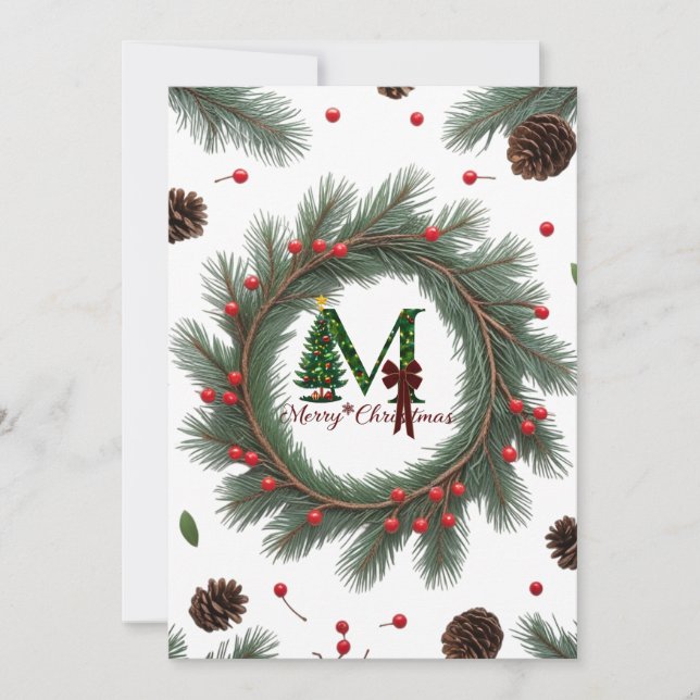 Carte classique Wreath Woodland Flat Holiday - Rus (Devant)