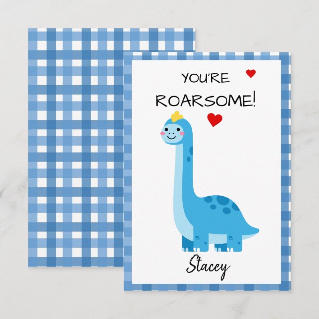 Carte Classroom Saint-Valentin Dinosaure Tu es génial ! (Devant / Derrière)