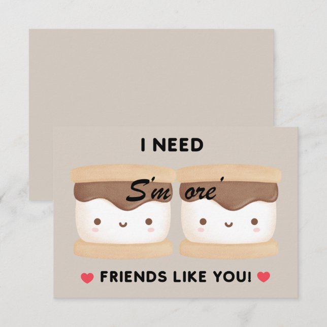 Carte Classroom Valentine "S'more Friends Like You" (Devant / Derrière)