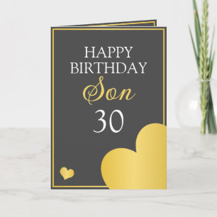 Carte Classy Grey et Gold Heart Son 30e anniversaire