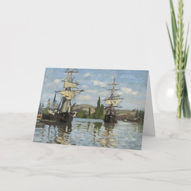 Carte Claude Monet Ships on the Seine River Travel Art (Devant)