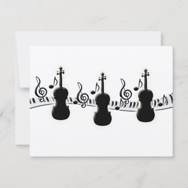 Carte Clavier de piano violon et notes musicales (Devant)