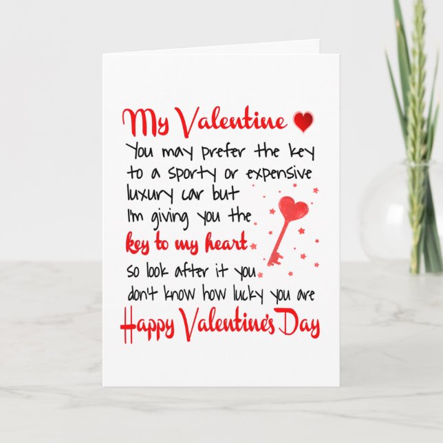 Carte Clé de mon cœur Cadeau de la Saint-Valentin (Devant)