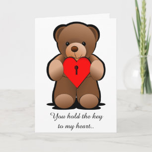 Carte Clé de mon coeur Teddy Bear Salutation