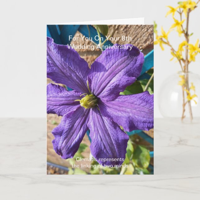 Carte Clematis 8e anniversaire Mariage personnalisé (Fleur jaune)
