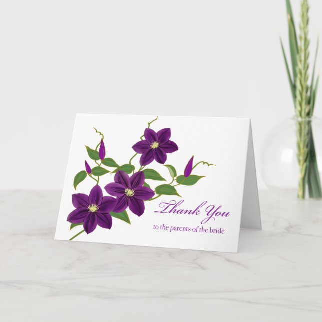 Carte Clematis Merci aux parents de la mariée (Devant)