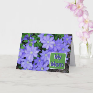 CARTE CLÉMATITE BLEUE/MA MÈRE/BONNE FÊTE MAMAN