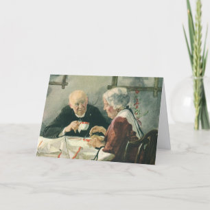 Carte Clergé vintage, café ou thé avec un prêtre