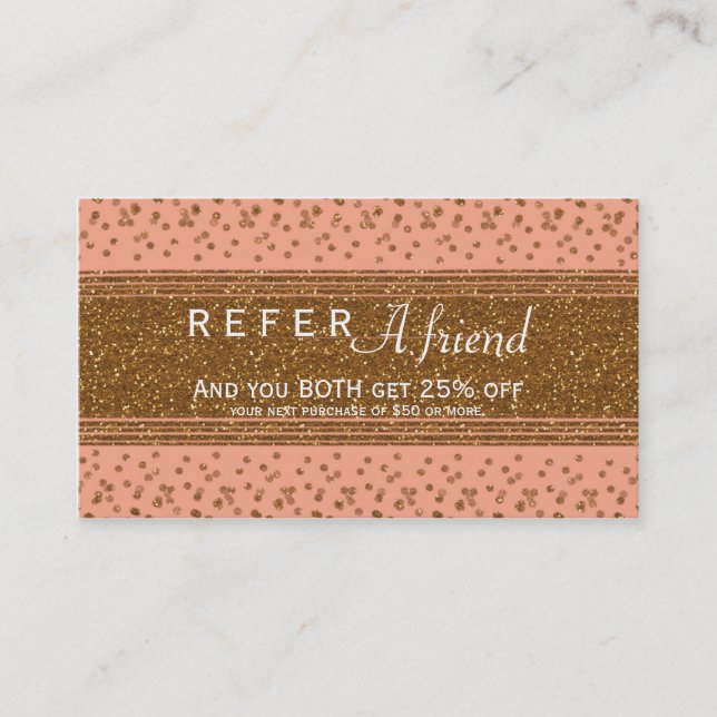 Carte client de référence Peachy Pink & Gold Confe (Devant)