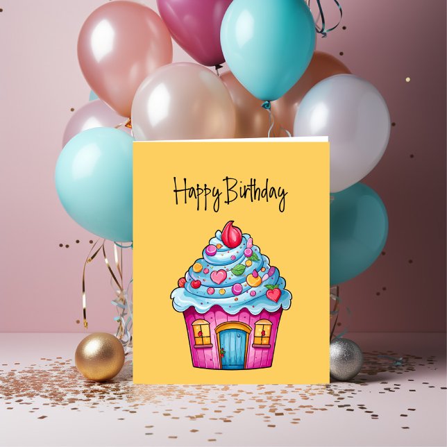 Carte Client Joyeux Anniversaire Cupcake House (Créateur téléchargé)