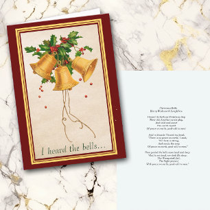 Carte Cloches d'or avec Holly Longfellow Poème Vintage