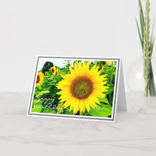 Carte Closeuse de tournesol jaune vibrant en champ