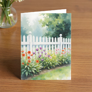 Carte Clôture à piquets avec des fleurs en pensant à vou