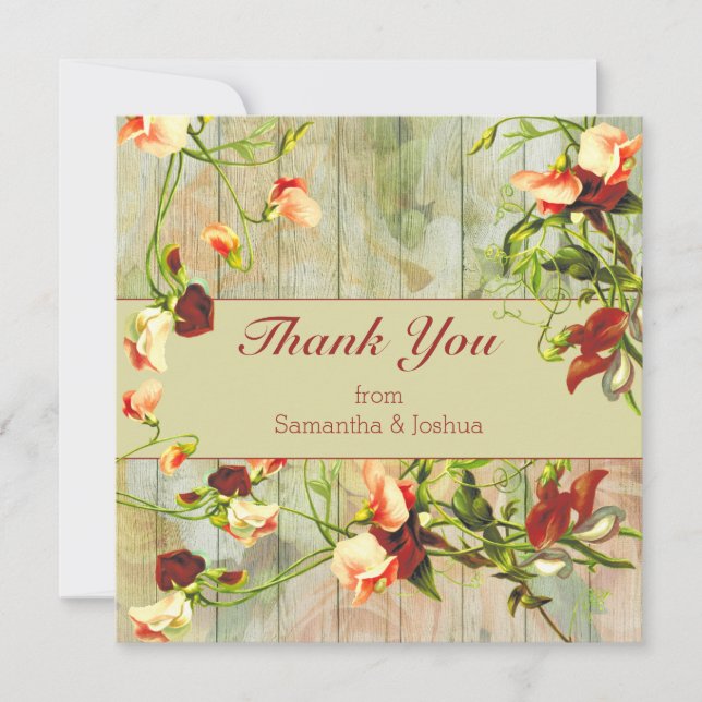 Carte Clôture peinte avec Merci à fleurs de printemps (Devant)