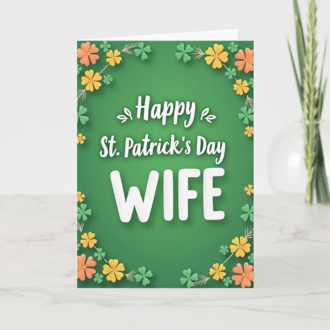Carte Clover Pattern Wife St Patricks Card (Devant)