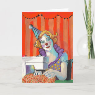 Carte Clown coudre mon maillot d'anniversaire Crafter