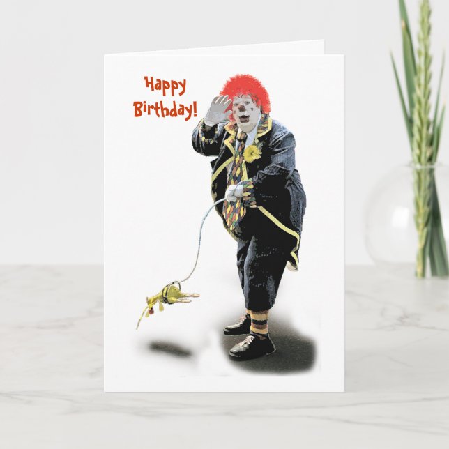 Carte Clown d'anniversaire (blanc) (Devant)