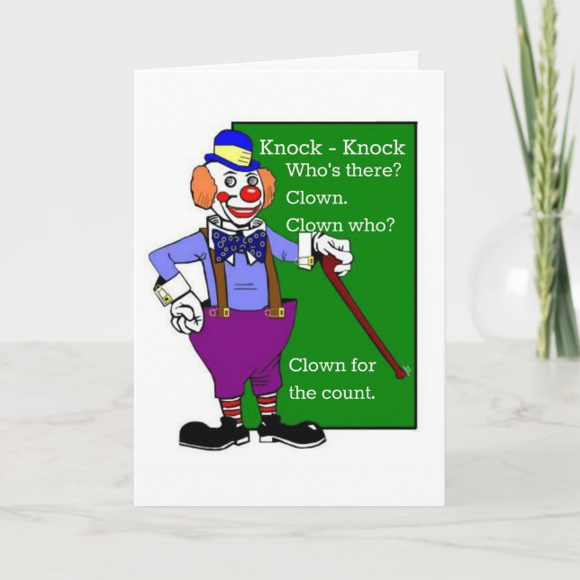 Carte Clown Knock - Frappe Joke Get Well Card (Devant)