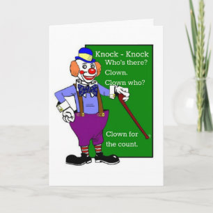 Carte Clown Knock - Frappe Joke Get Well Card
