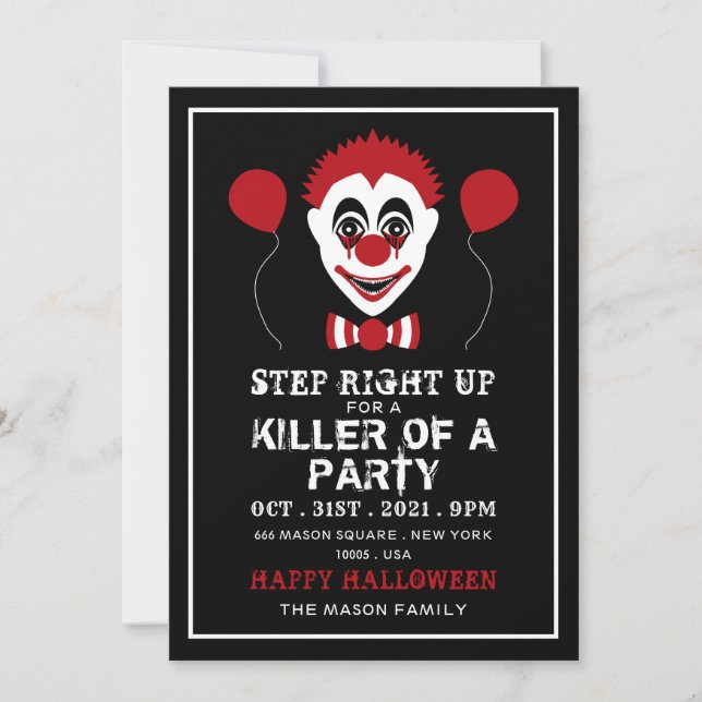 Carte Clown malin, fête d'Halloween (Devant)