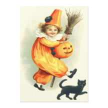 Clown Mignon Chat Noir Citrouille Jack O Lantern