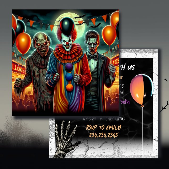 Carte Clown, vampire et parti d'Halloween Zombie (Créateur téléchargé)