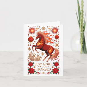 Carte Cny 2026 Année du Cheval Lunaire Vie Zodiaque Équi