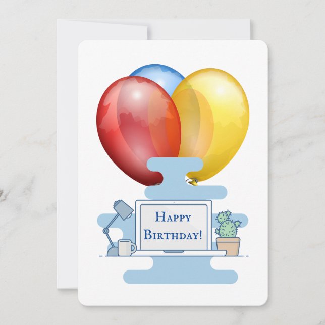 Carte Co-Travailleur Joyeux Anniversaire Des Amis À L'In (Devant)