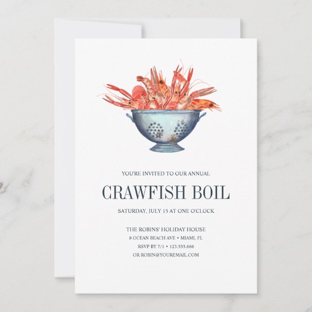 Carte Coastal Chic CRAWFISH Seafood Boil Party (Devant)
