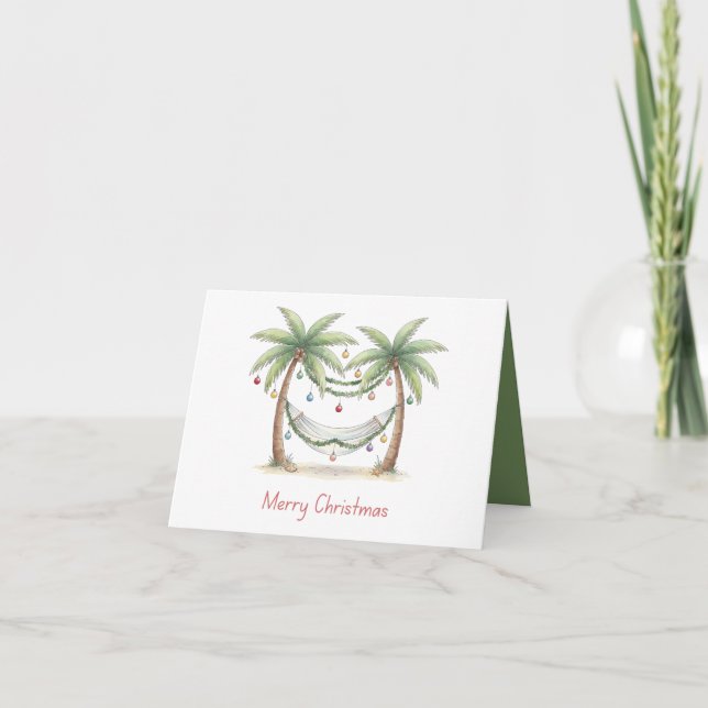 Carte Coastal Christmas Palm Trees With Hammock (Devant)