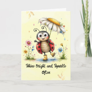 Carte Coccinelle Vintage "Brillez"