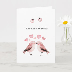 Carte Coccinelles oiseaux d'amour roses