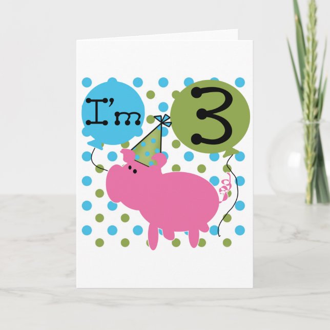 Carte Cochon 3ème anniversaire Tshirts et cadeaux (Devant)