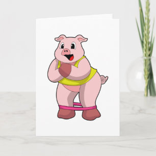 Carte Cochon à la forme physique avec élastique