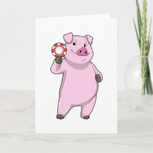 Carte Cochon au poker avec des jetons de poker