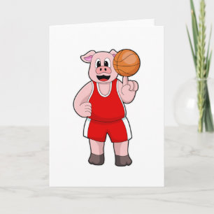 Carte Cochon au sport de basket-ball