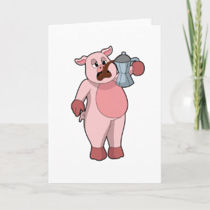 Carte Cochon avec cafetière