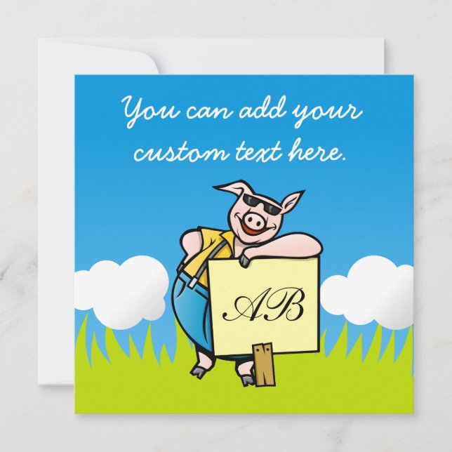 Carte Cochon avec signe (Devant)