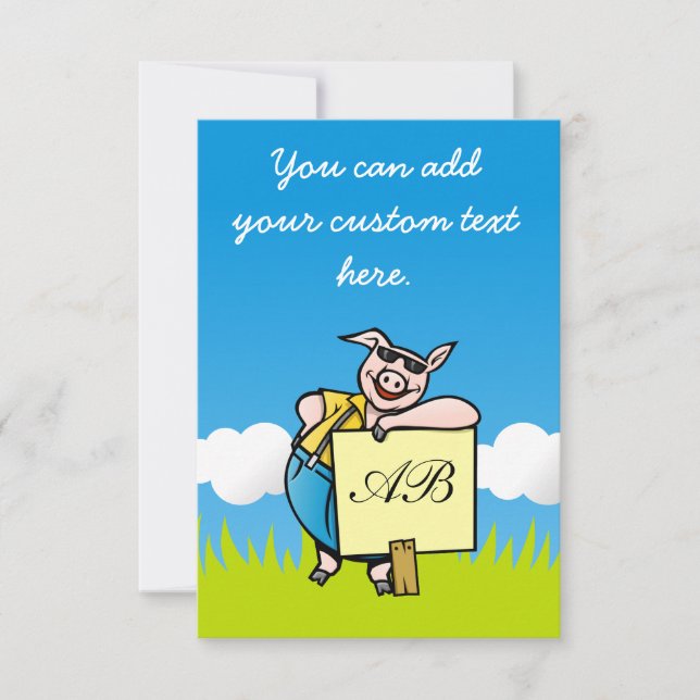 Carte Cochon avec signe (Devant)