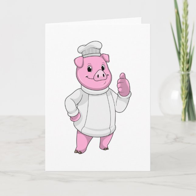 Carte Cochon comme cuisinier avec toque de chef (Devant)