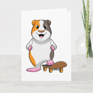 Carte Cochon de Guinée en patinage avec skateboard
