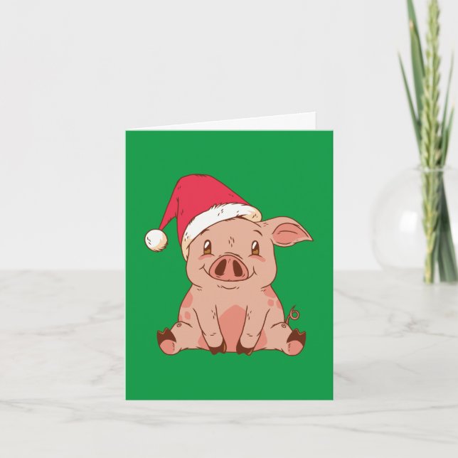Carte Cochon de Noël (Devant)