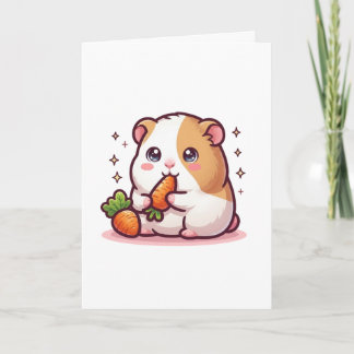 Carte Cochon d'Inde Kawaii Mangeant des Carottes – Amate