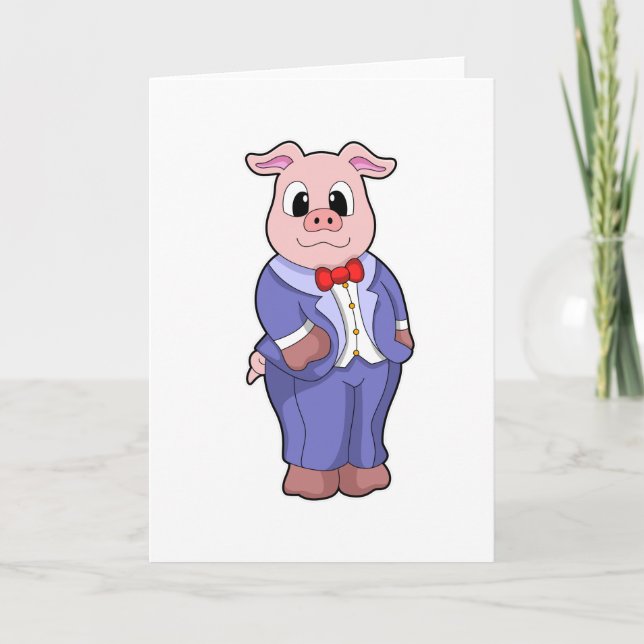Carte Cochon en forme de chambre avec costume (Devant)