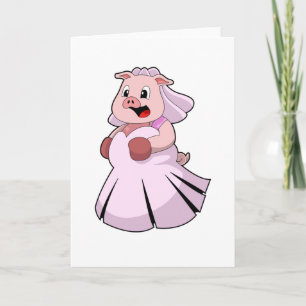 Carte Cochon en mariée avec robe Mariage.PNG