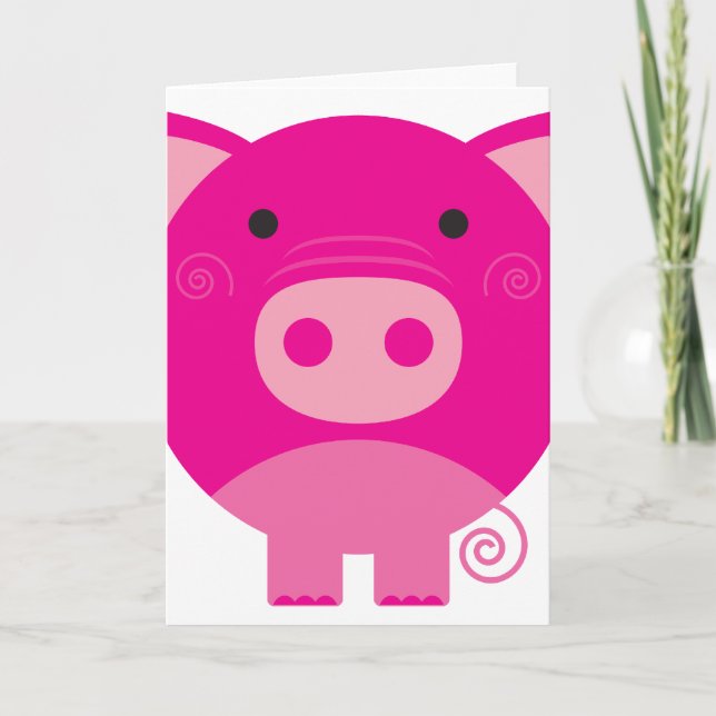 Carte Cochon rose (Devant)